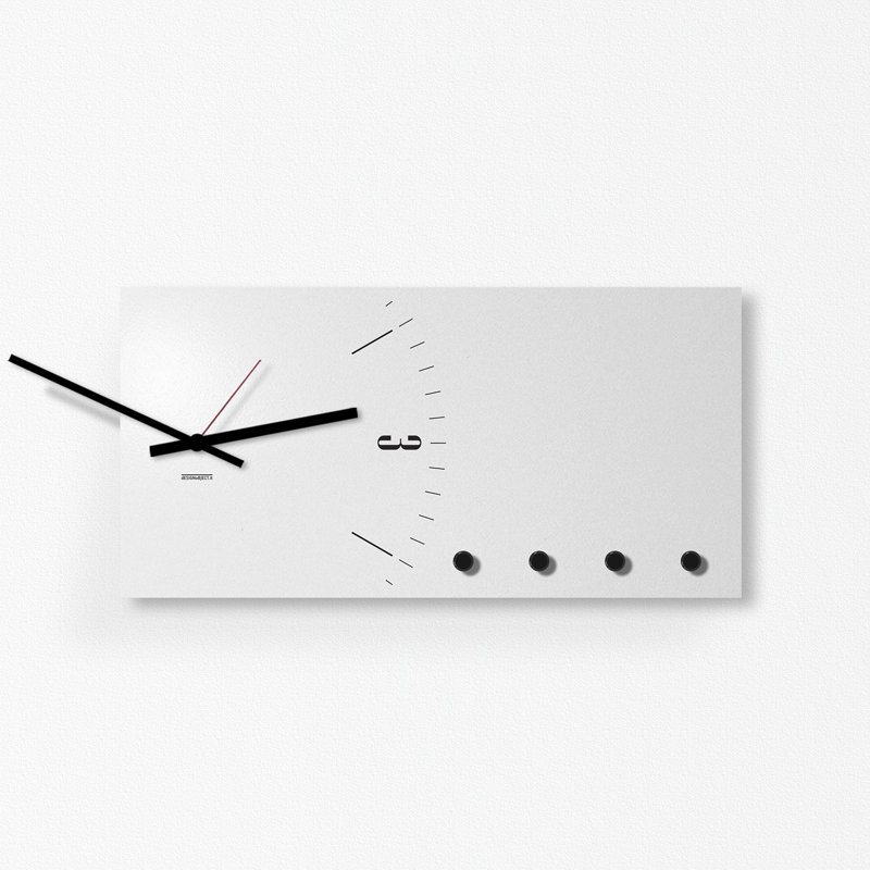 Metal Wall Organizer with Key Hooks, White