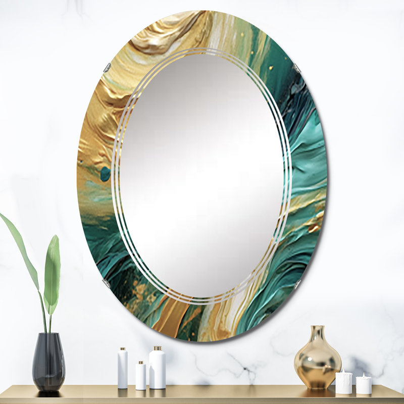 Kohaku - Miroir mural moderne ovale, 36 po x 24 po
