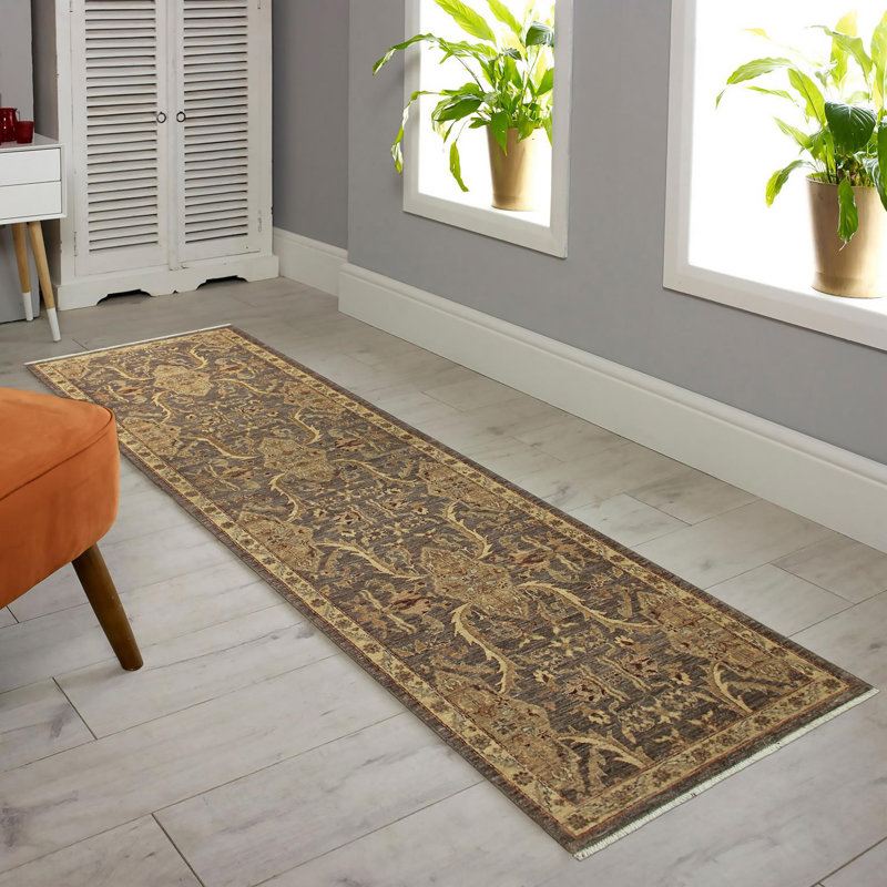 Tapis de couloir unique gris / ivoire 2 pi 10 po x 11 pi 1 po Kellyanna par Arshs Fine Rugs