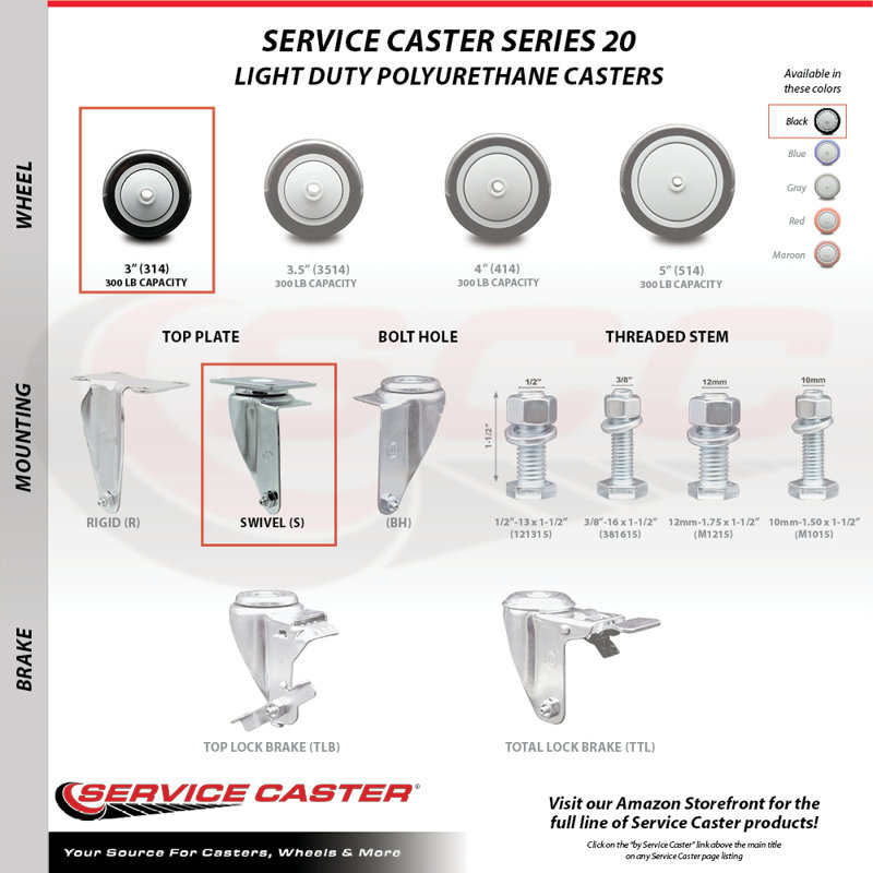 Polyurethane Caster, Black