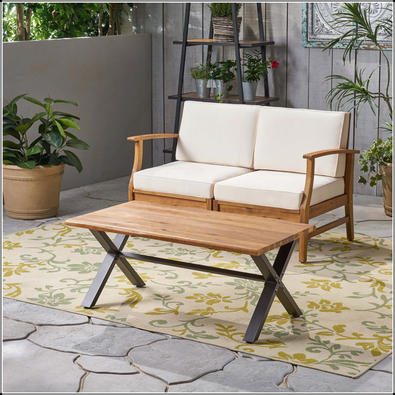 Table basse d'extérieur en bois d'acacia