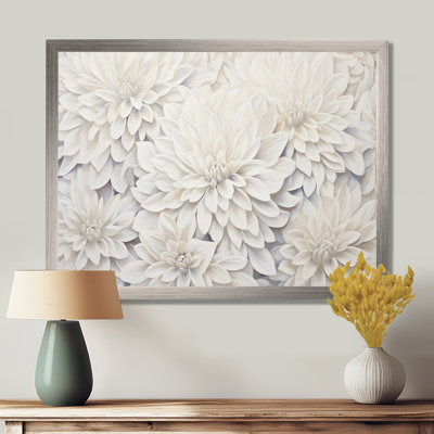 «White Dahlia Charm Collage», art mural Dahlia