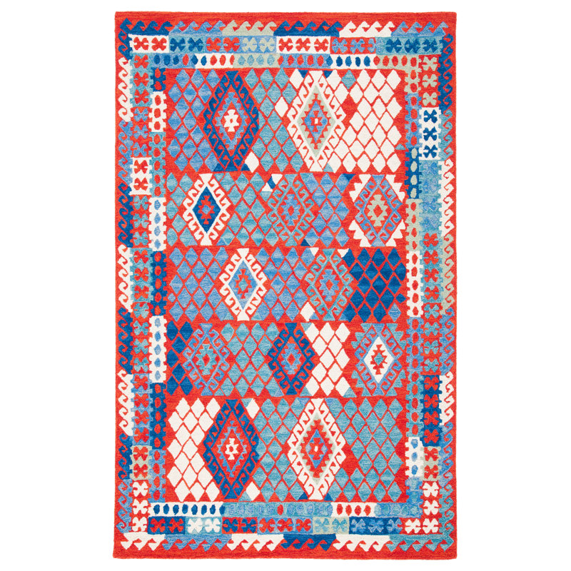 Tapis rouge / bleu Horwich 412, Rectangulaire 3 pi x 5 pi