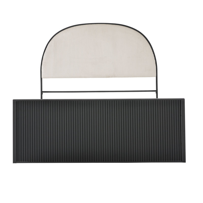 Sunel Black Finish Metal Gray Fabric Bed - Queen