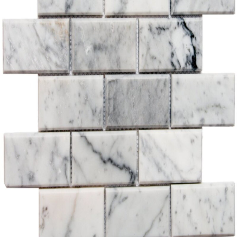 Santorini 2" x 4" Beveled Marble Mosaic Sheet Tile, Gray