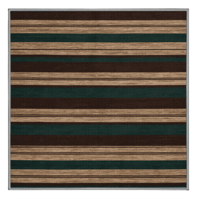 Tapis brun à rayures horizontales lavable à la machine