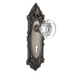 Victorian Plate with Decorative Keyhole and Round Clear Crystal Door Knob