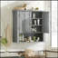 Armoire de rangement murale pour salle de bain, armoire murale multifonctionnelle avec tablettes réglables, armoire à pharmacie pour la salle de lavage et la cuisine et le salon, gris-1507611662