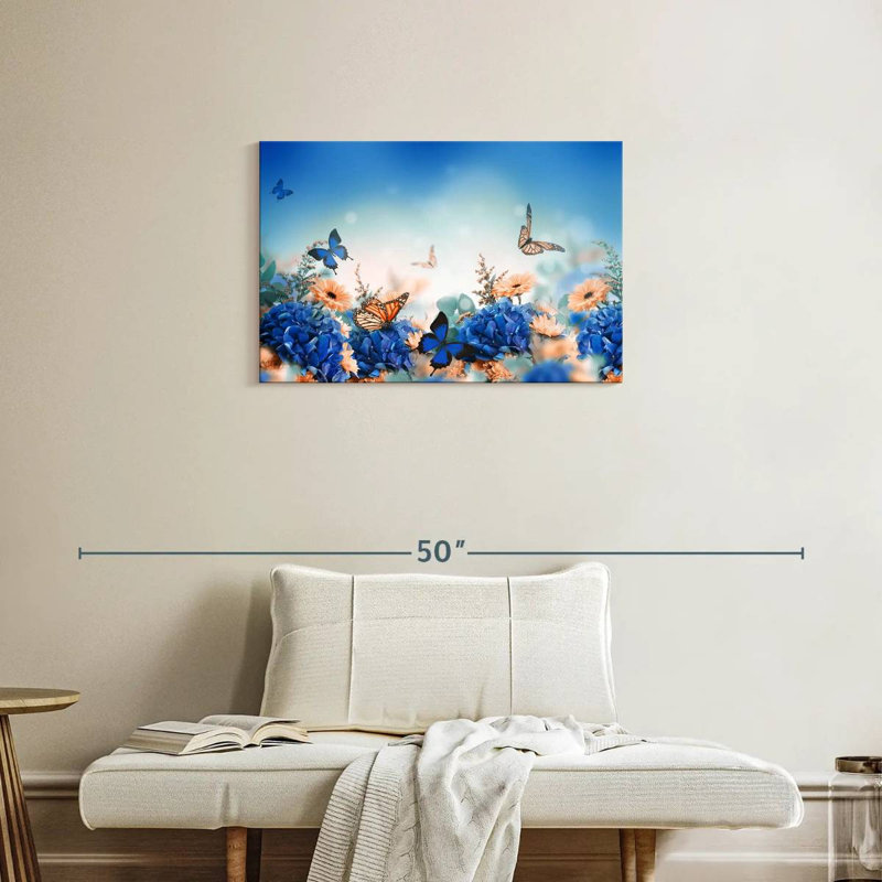 Jardin des papillons bleus, H 20 po x l 30 po