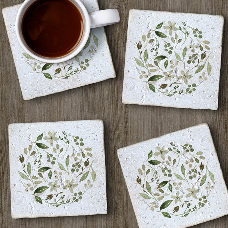 Stoneware Square 4 Piece Coaster Set