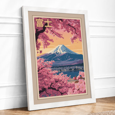 Mount Fuji in Bloom Japandi - Framed Print