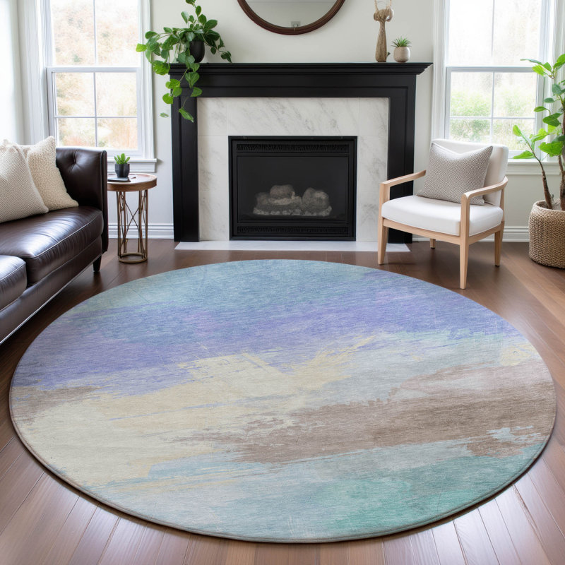 Premium Machine Washable Elize AMF1517 Modern Rug, Round 8'