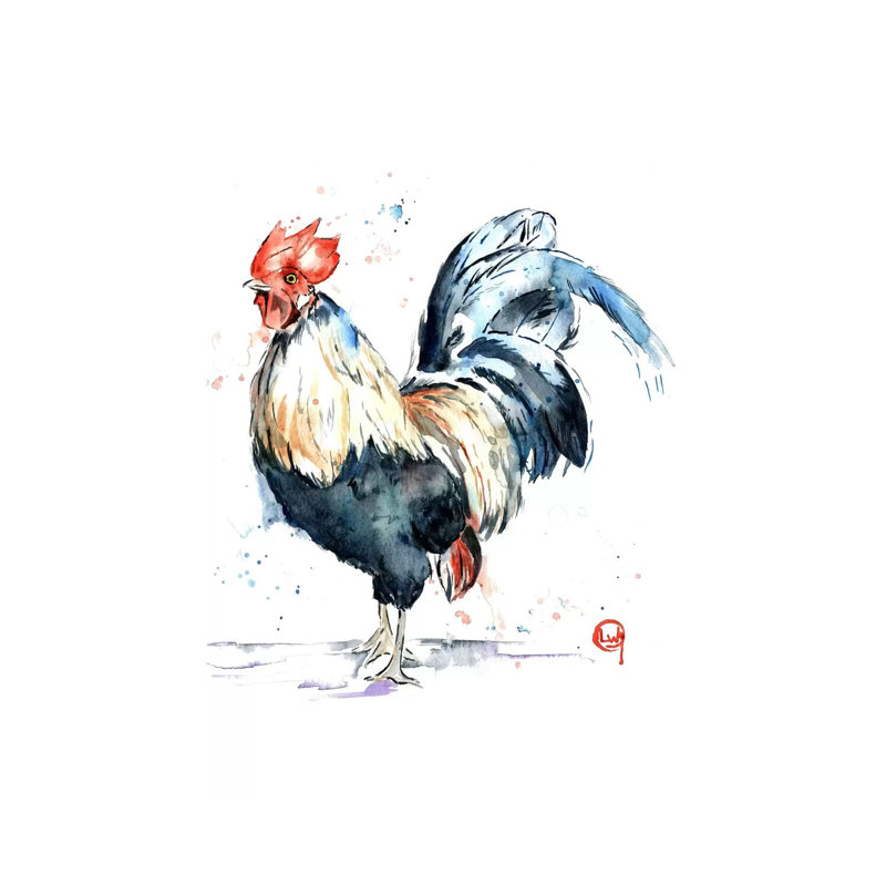 Rooster by Lisa Whitehouse - Wrapped Canvas Gallery-Wrapped Canvas Giclée, 66.04 cm H x 45.72 cm W