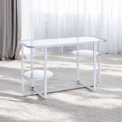 Table de canapé, chrome et verre
