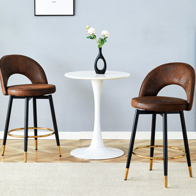 Rotatif à 360 °, sur 2, chaises de bar, tissu brun, pieds en métal noir, ergonomique, salle à manger pour réduire la fatigue, bureau d'invités
