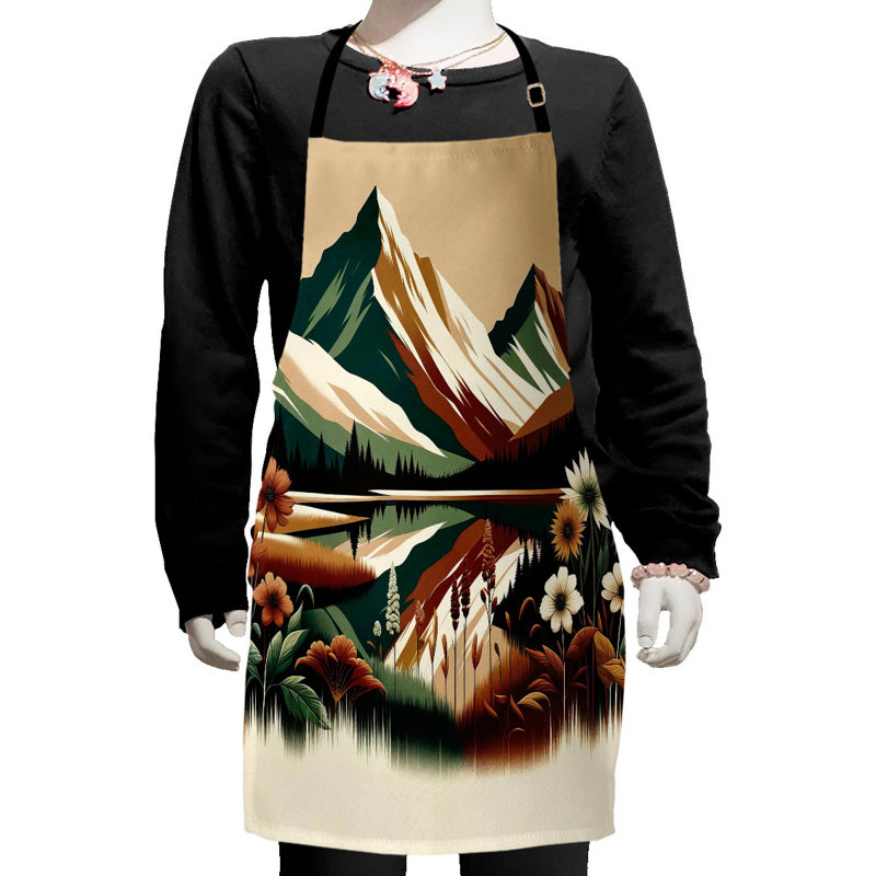 East Urban Home Lake Apron with Adjustable Ties and Hook & Loop Straps Small Hunter Green Pale Redwood