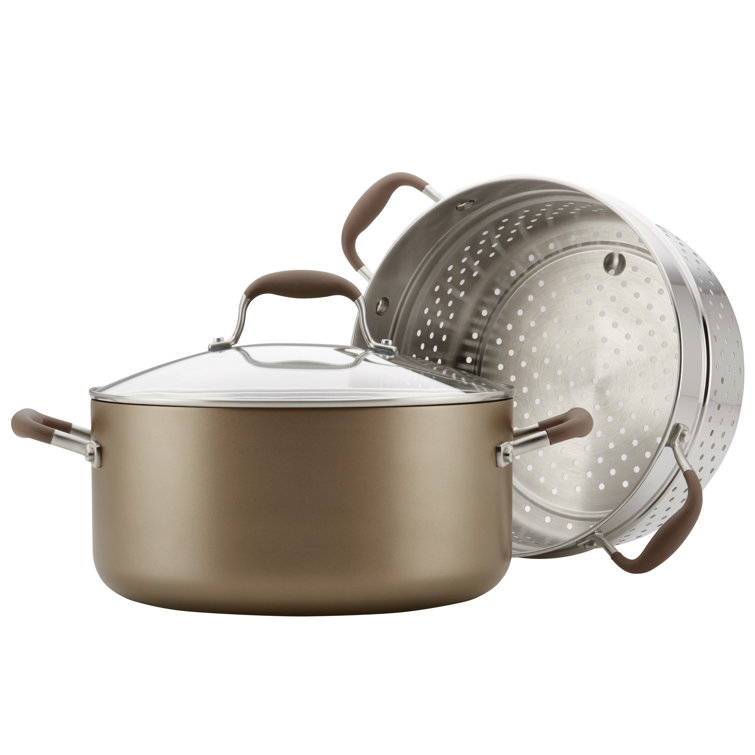 Anolon Advanced Home Hard-Anodized Nonstick 8.5 qt. Wide Stockpot with Multi-function Insert - Bronze