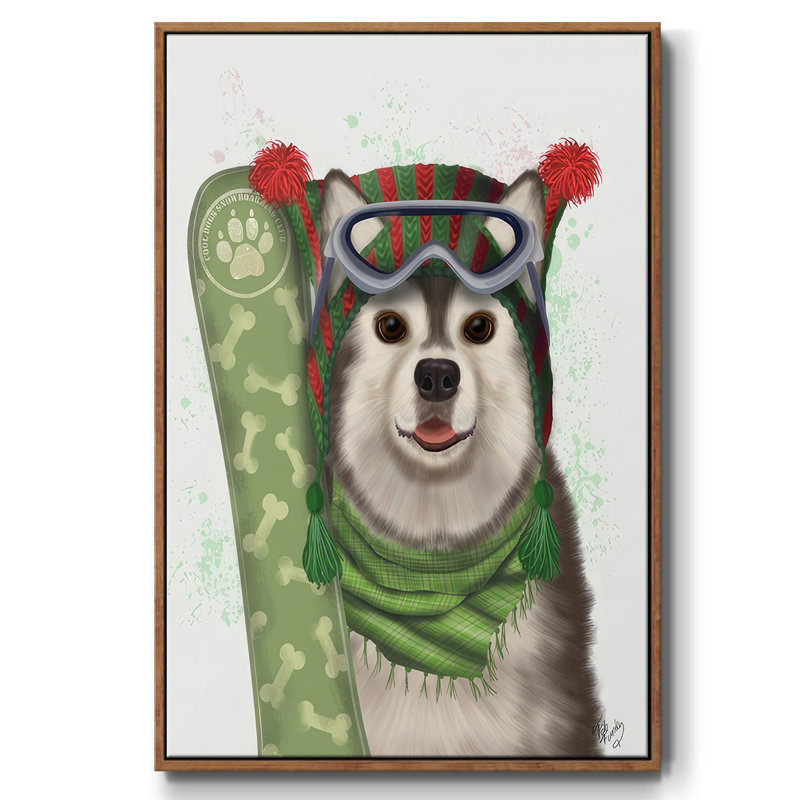 Snowboard de Noël Husky, H 41 po x l 27 po x P 1,5 po, Noyer