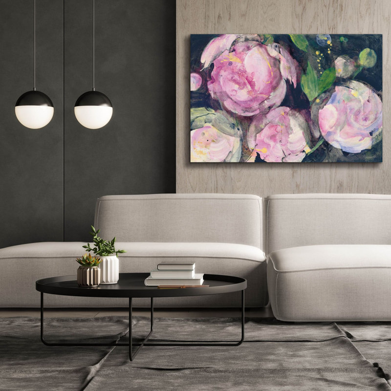 Toile épique Graffiti «Evening Peony 2» par Albena Hristova, 60 po x 40 po