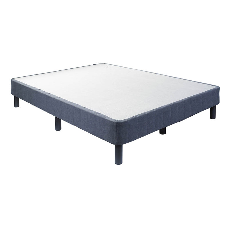 Full Black Upholstered Metal Platform Bed Frame with Slats