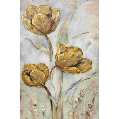 Coquelicots dorés sur taupe II