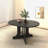 Farmhouse Style Expandable Oval Dining Table, 59×43 Inch Tabletop With Removable Leaf, X-Shaped Trestle Base, Black Finished Kitchen Dinner Table