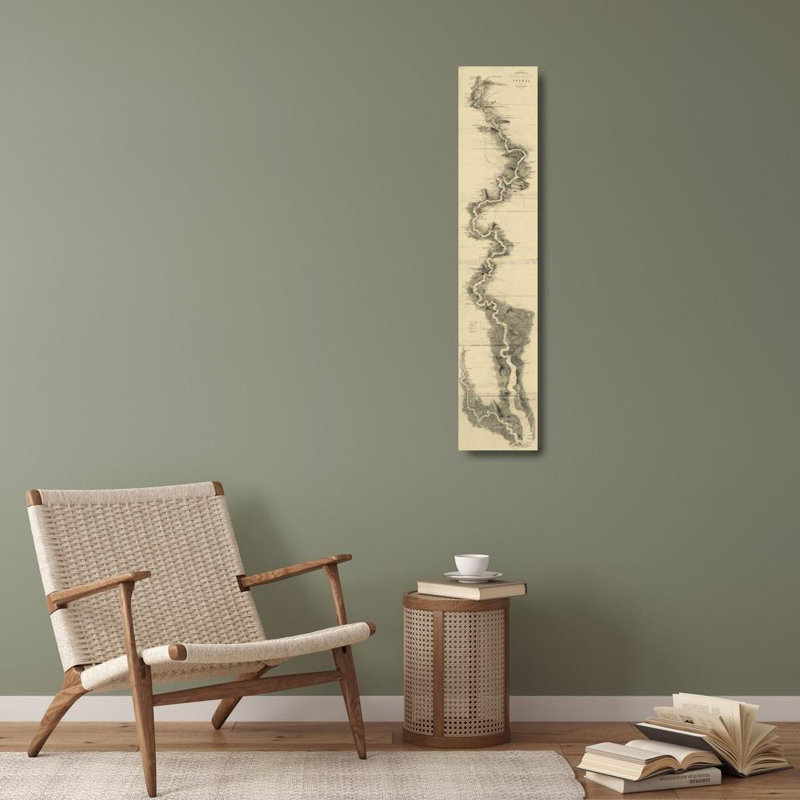 Art sur toile tendue avec galerie Astoria Grand Tombleson, carte panoramique de la Tamise, H 40 po x l 11 po