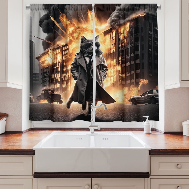 Ambesonne 55'' W Kitchen Curtain (Set of 2)