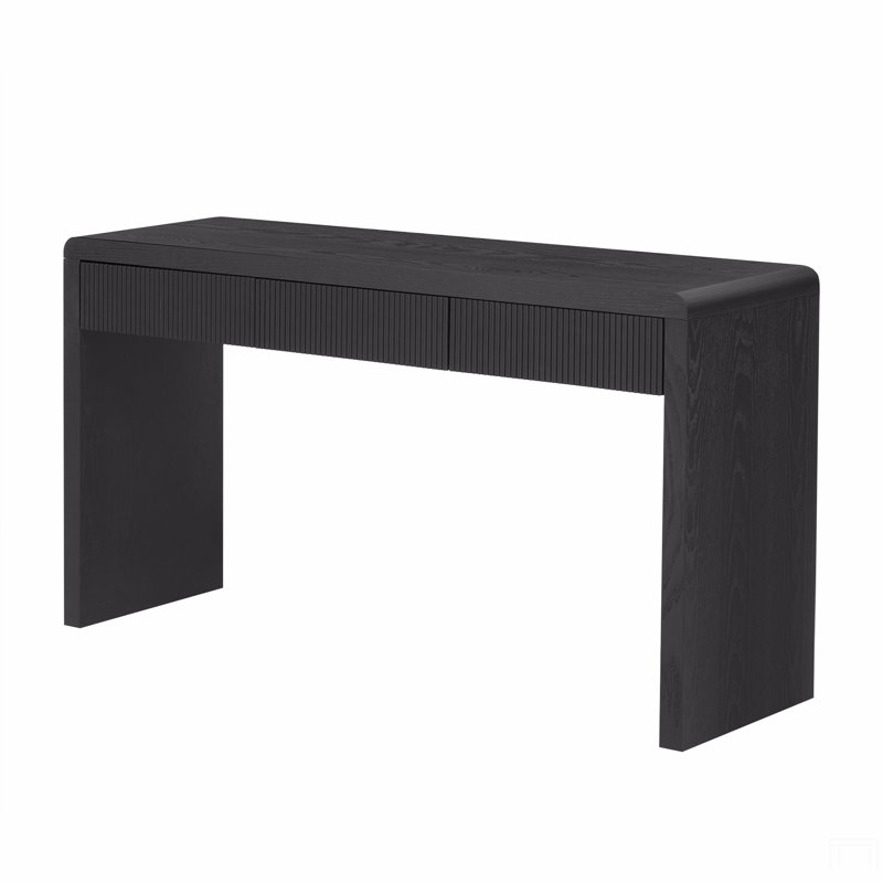 Console rustique avec 3 tiroirs cannelés, Noir