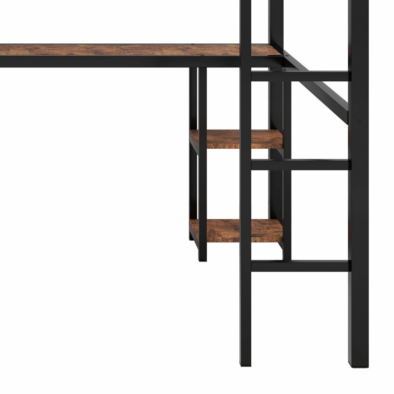 Structure de lit mezzanine avec garde-robe, bureau et tablettes de rangement