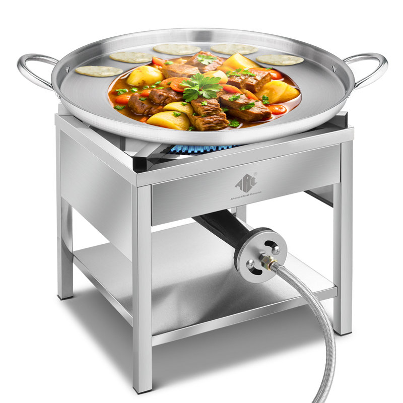 Arc 23" Heavy Duty Stainless Steel Concave Discada Cooker With 200,000 Btu High-Pressure Propane Stove Combo | Outdoor Cooking Kit For Discada, Tacos, Griddle, Frying, Camping, And Homebrewing