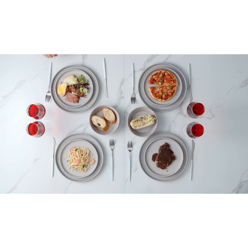 Jade Light Gray Ceramic 32-Piece Dinnerware Set, Service for 8