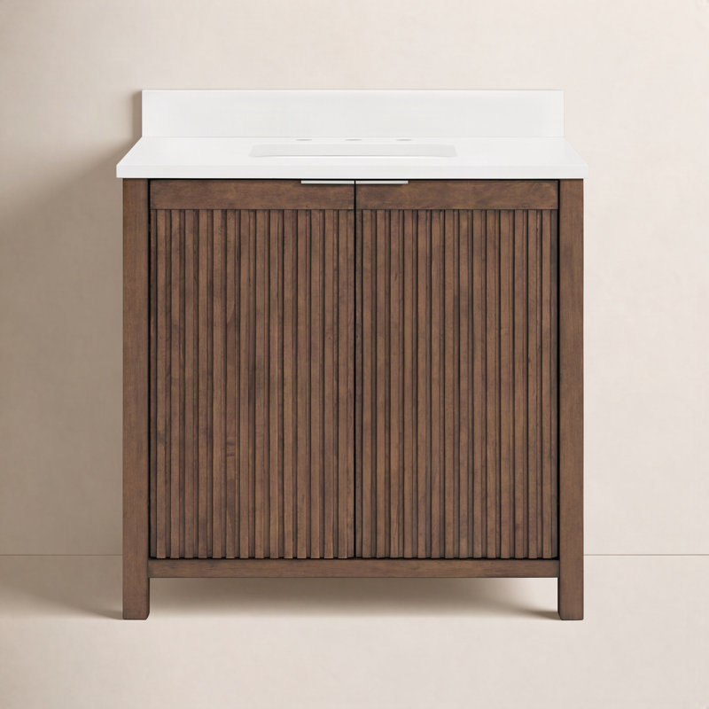 Through Lines 36" Single Bathroom Vanity, Brown
