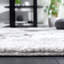 Abstract Machine Woven Polypropylene Area Rug in Grey/Ivory-736163140