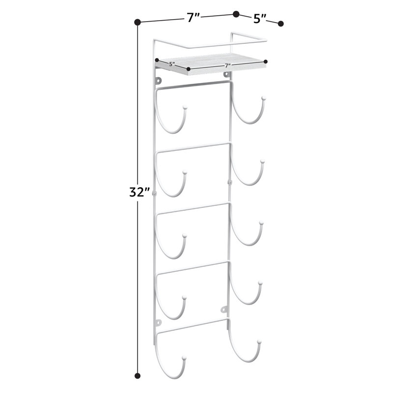 White Wall Mounted Towel Rack with Wooden Shelf
