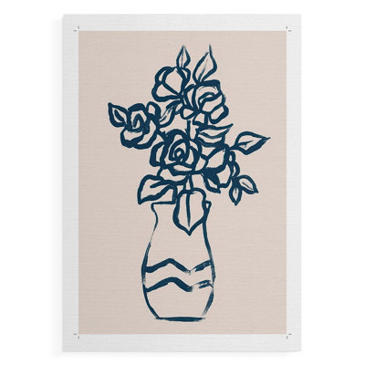 Navy Plant Sketches I -Canvas Print Only - NOT FRAMED