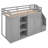 Functional Loft Bed With 3 Shelves, 2 Wardrobes And 2 Drawers,  Ladder With Storage, No Box Spring Needed, Grey-2047009056