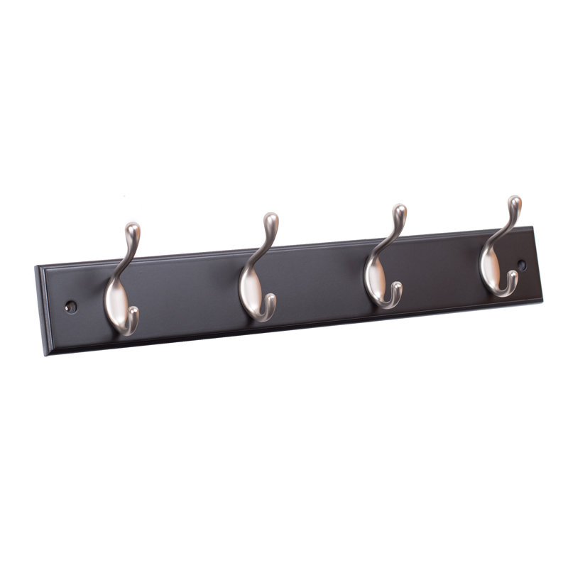Black and Bronze 4-Hook Wall Mounted Coat Rack