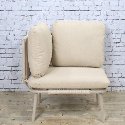 Fauteuil d'angle modulaire, structure en métal, assise de patio moderne en corde