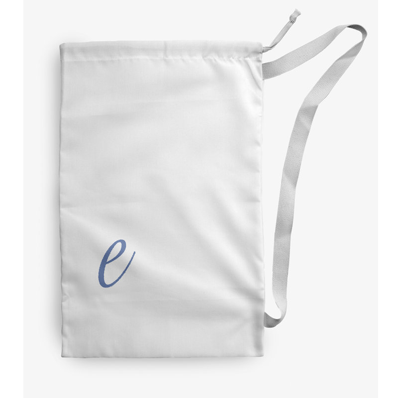 Sac à linge Monogram, Blanc / Bleu, Petit (H 29 po x l 18 po)
