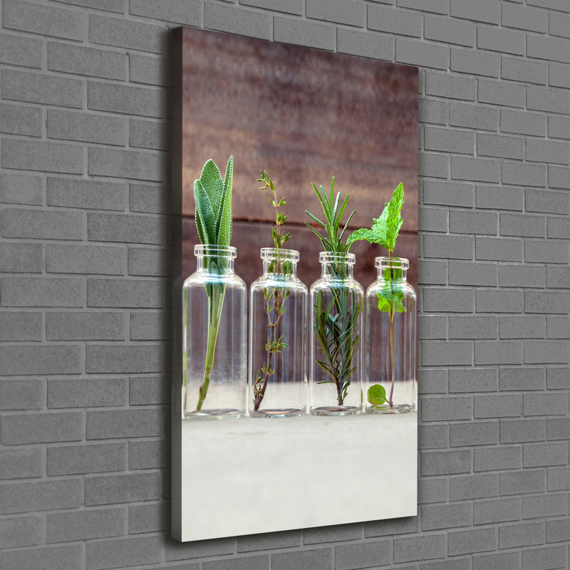 Herbs In Jars - Wrapped Canvas Print