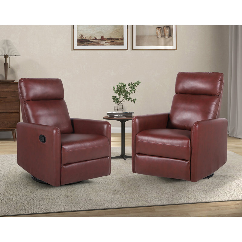 Fauteuil inclinable standard pivotant standard de 27,16 po Rillie, Similicuir bourgogne