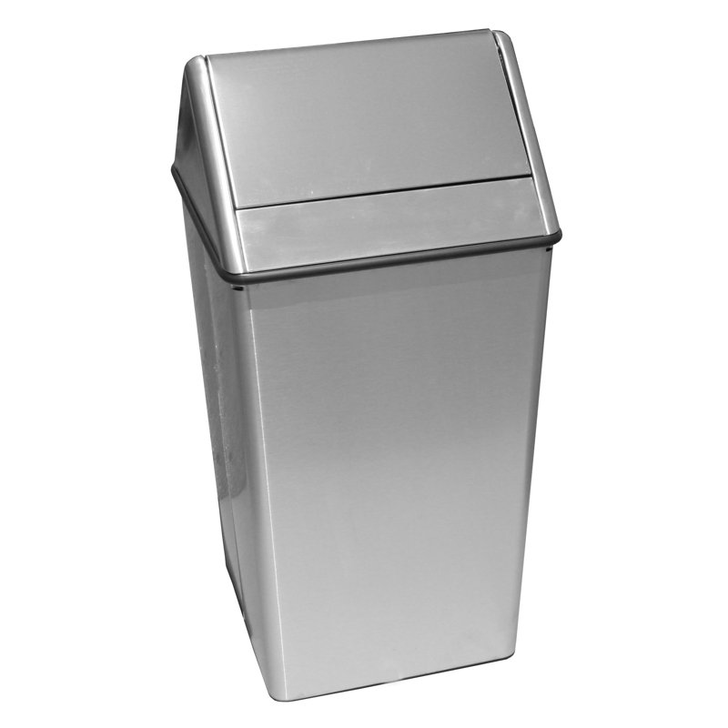 Waste Watchers Steel Swing Top Kitchen Trash Can, Stainless Steel, 13, Swing top lid