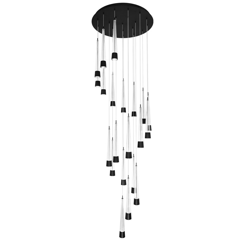 Luminaire suspendu en grappe à 21 lumières DEL Quill, Noir