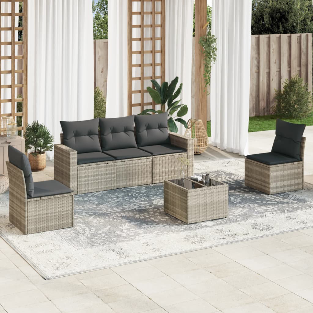 5-Sitzer Lounge-Set Mishra aus Polyrattan mit Polster