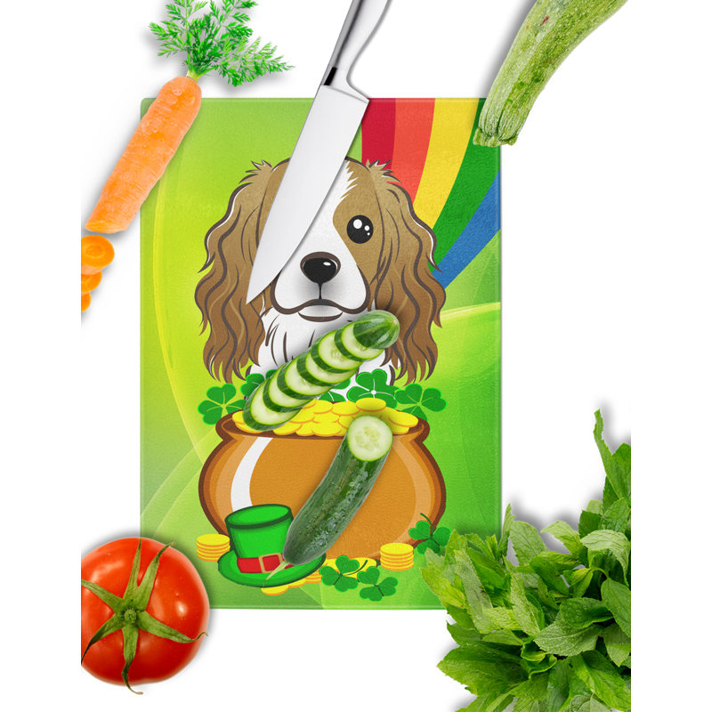 Planche à découper en verre trempé st. patrick de the caroline, Épagneul cavalier