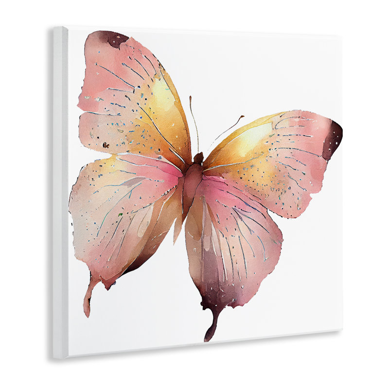Art mural chic sur un papillon rose par Birch & Ink
