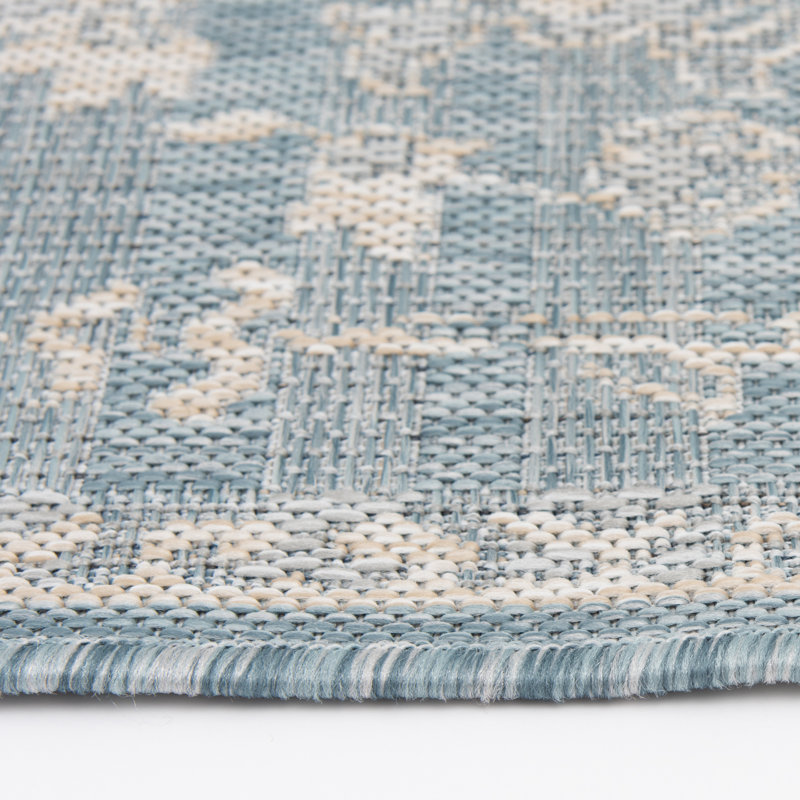 Dakota Fields Huriye Blue/Grey Distressed Indoor/Outdoor Polypropylene Area Rug, Rectangle 4'11.1" x 6'11.9"