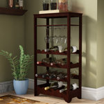 16 Bottle Floor Wine Bottle & Glass Rack in Espresso