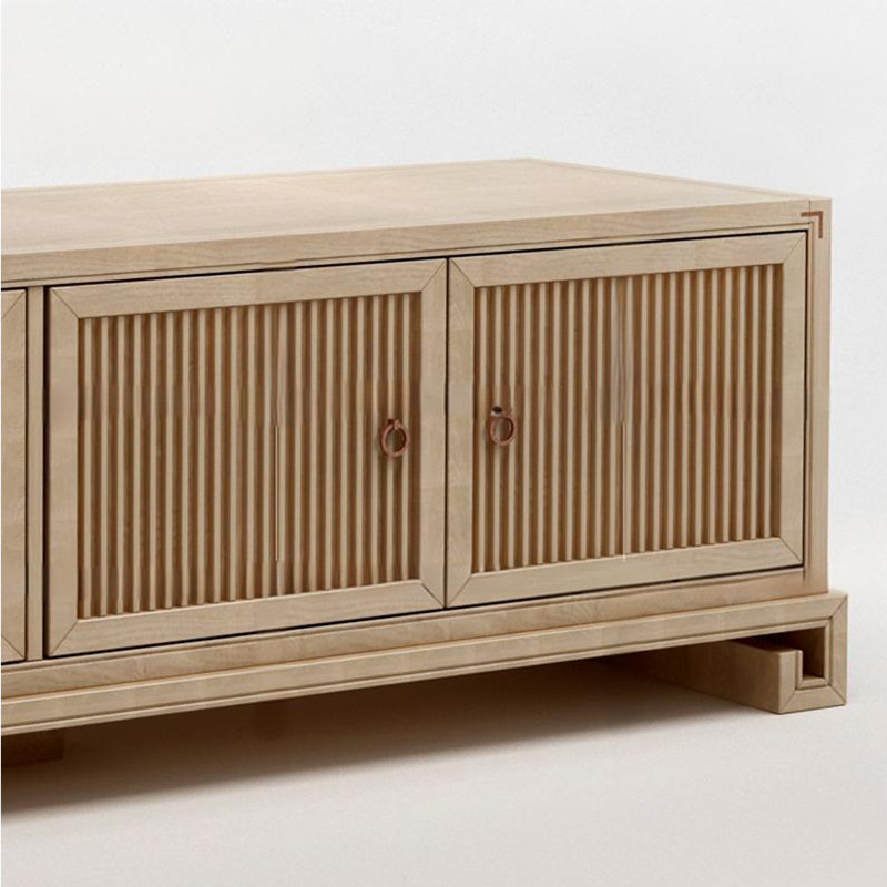 Meuble télé moderne et moderne en bois massif chinois, Brun orangé